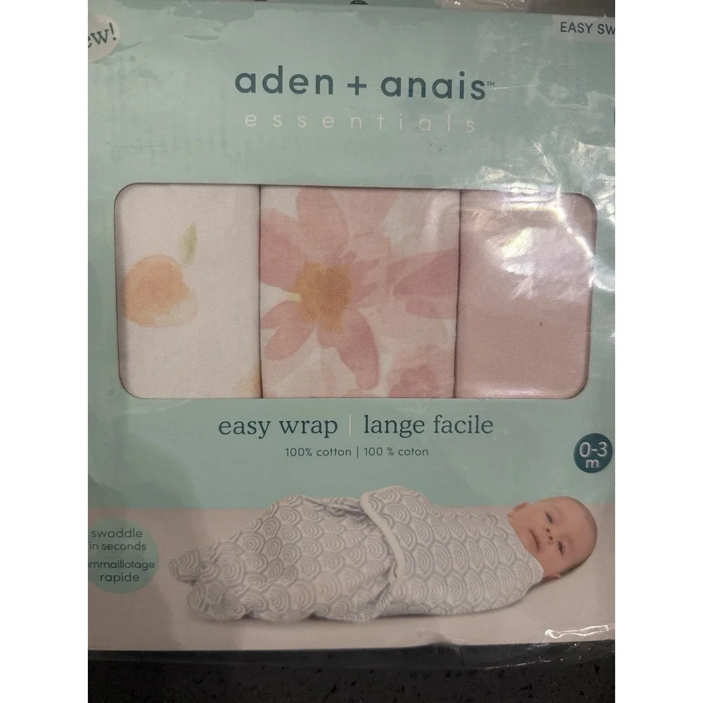 Disney Baby aden +‎ anais Essentials Easy Swaddle Wraps Pink Flowers 3 Pack New